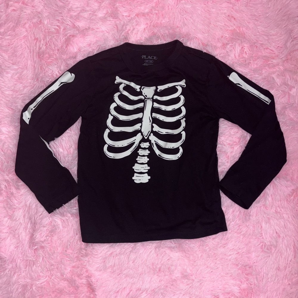 PLACE Kids Skeleton Ribcage Long Sleeve Tee - Black and White